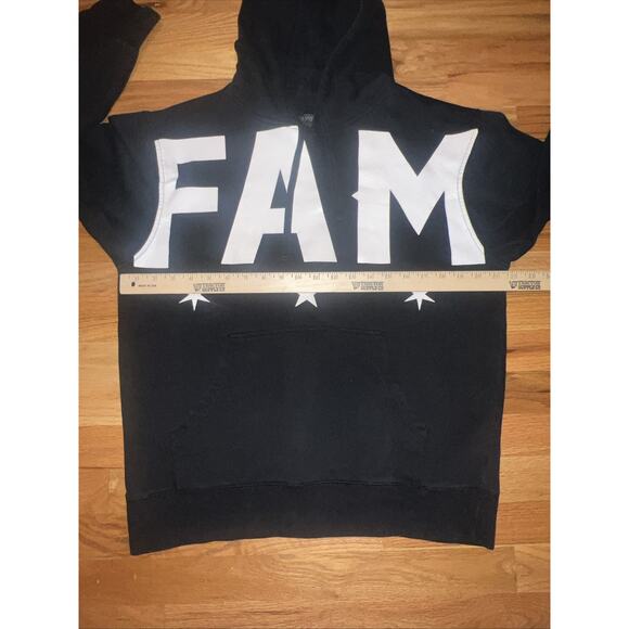 Famous Stars And Straps Hoodie Sz Medium Black Y2K 90s Grunge Skater Spell Out - Picture 6 of 9
